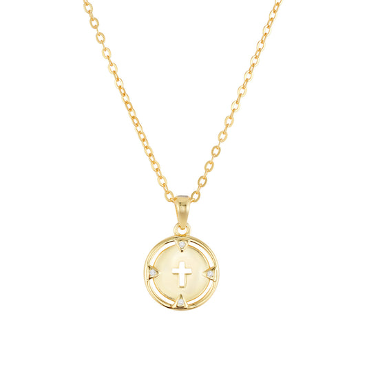 Argento Gold Cross Medallion Necklace
