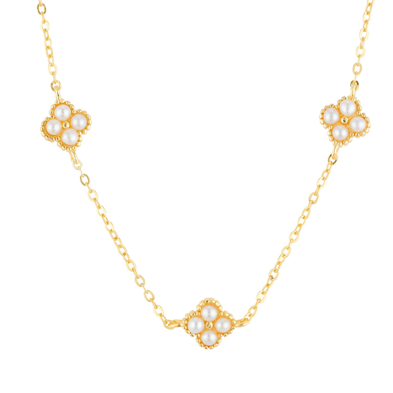 Argento Gold Freshwater Pearl Clover Necklace