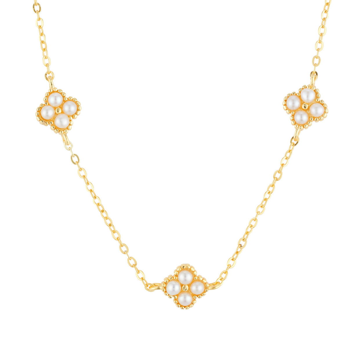 Argento Gold Freshwater Pearl Clover Gift Set