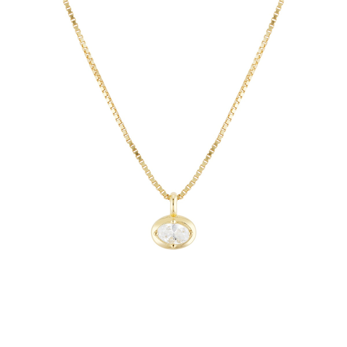 Argento Gold Oval Bezel Box Chain Necklace