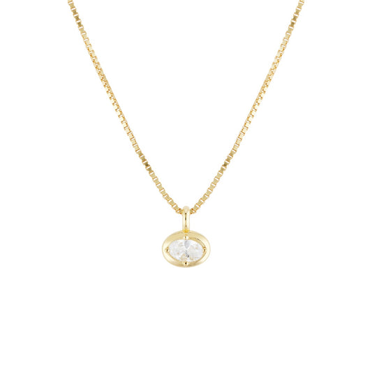 Argento Gold Oval Bezel Box Chain Necklace