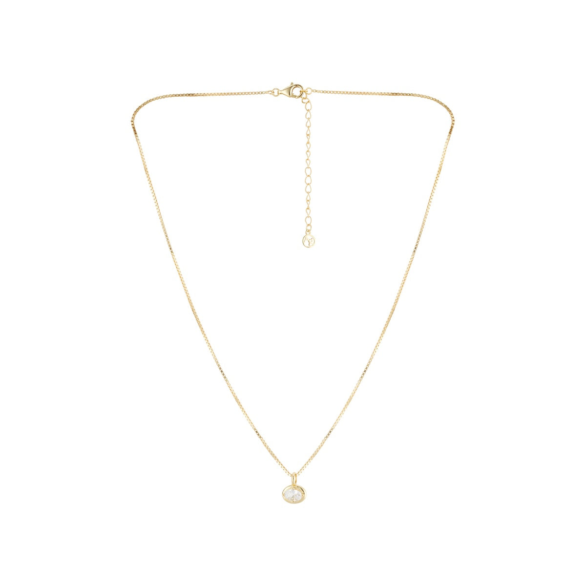 Argento Gold Oval Bezel Box Chain Necklace