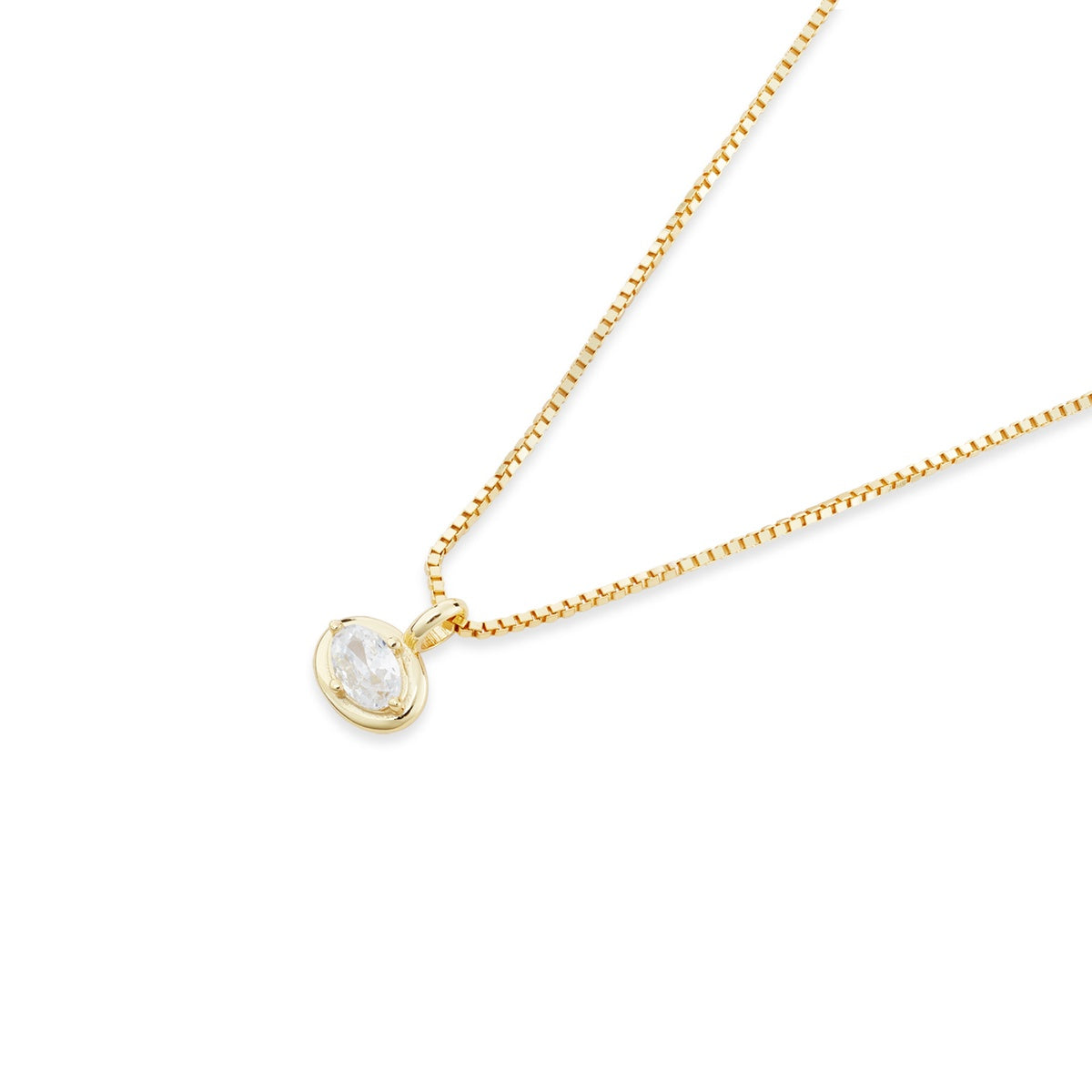 Argento Gold Oval Bezel Box Chain Necklace