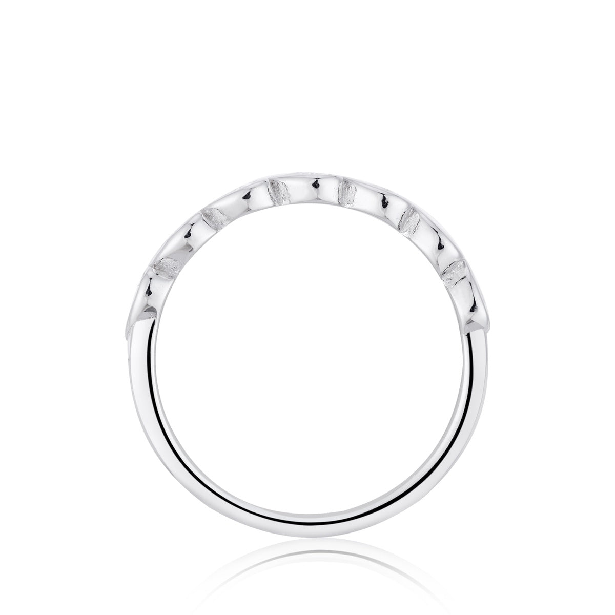 Argento Silver Heart CZ Band Ring