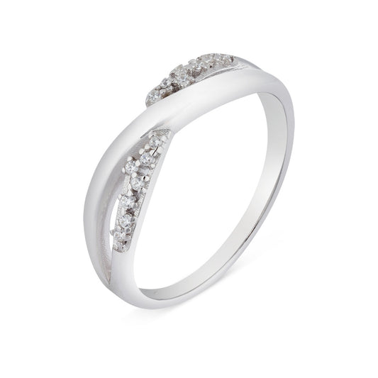 Argento Silver Overlap Pavé Ring