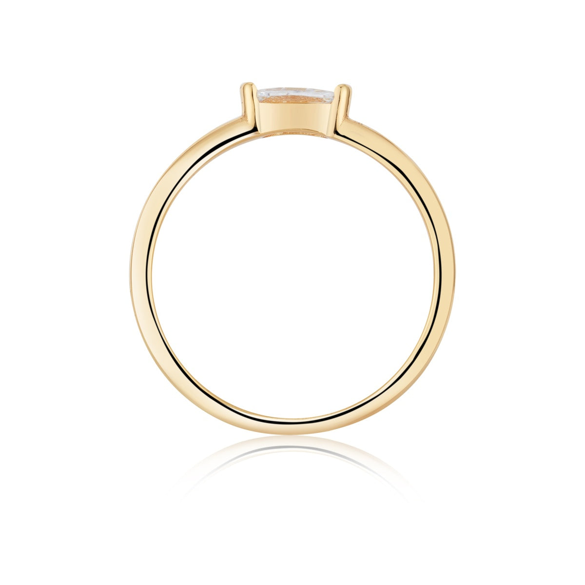 Argento Gold 14k Plated CZ Clear Oval Bezel Ring