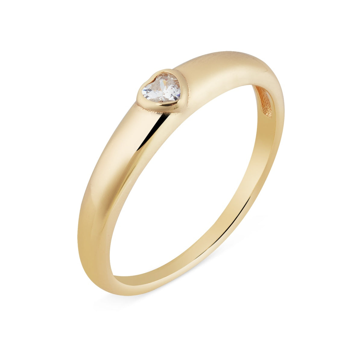 Argento 14k Gold Puffy Band Heart CZ Ring