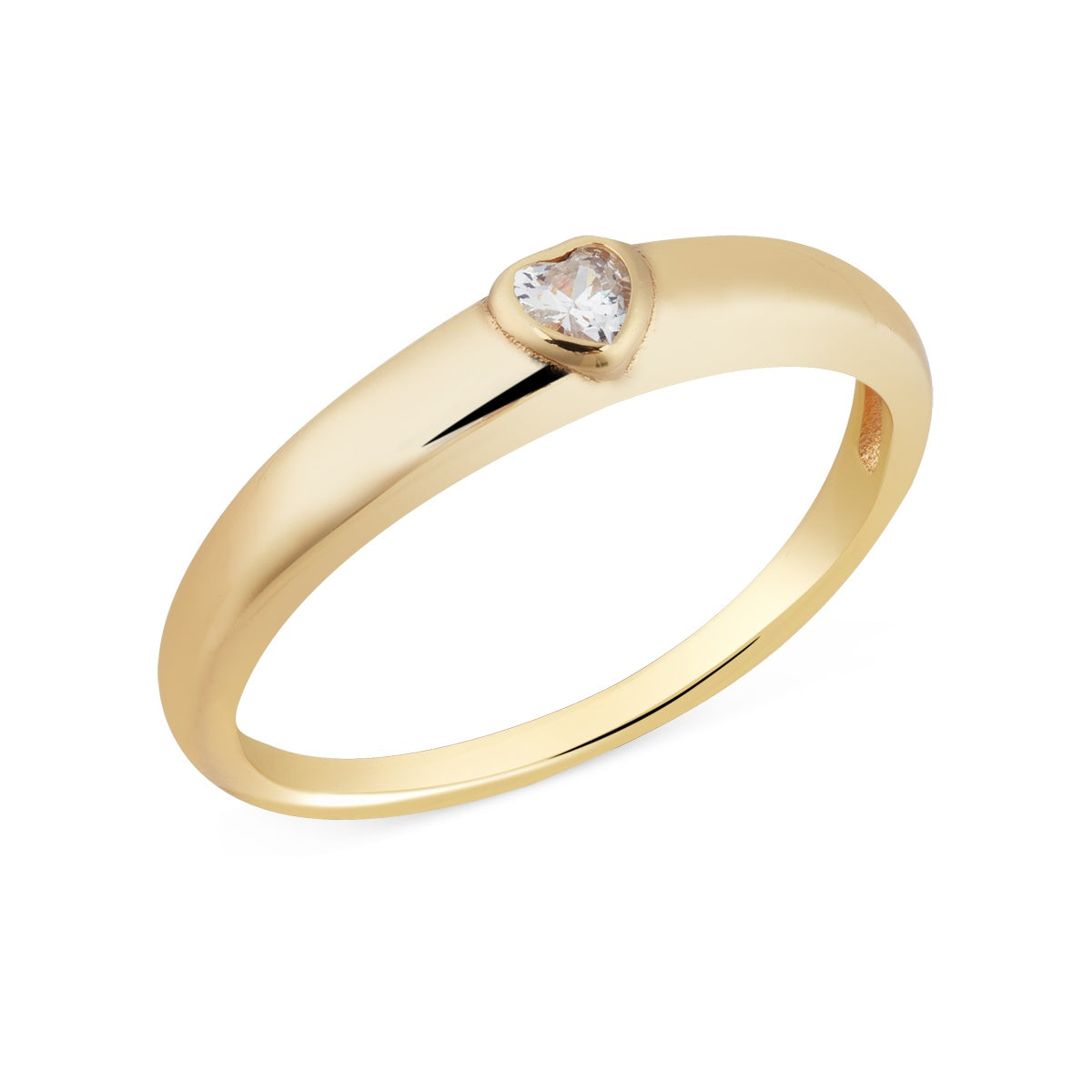 Argento 14k Gold Puffy Band Heart CZ Ring