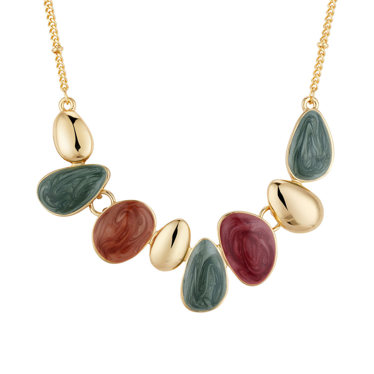 August Woods Gold Red and Green Teardrop Necklace