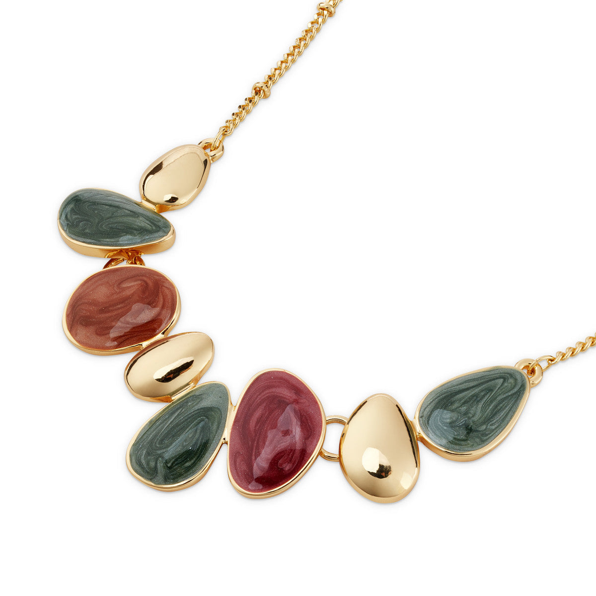 August Woods Gold Red and Green Teardrop Necklace