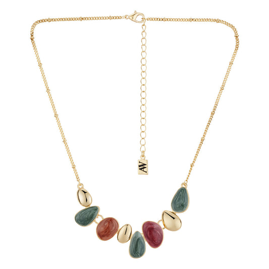 August Woods Gold Red and Green Teardrop Necklace