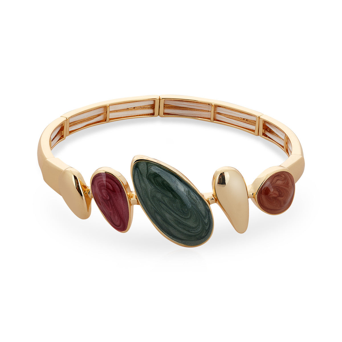 August Woods Gold Red and Green Teardrop Adjustable Bracelet