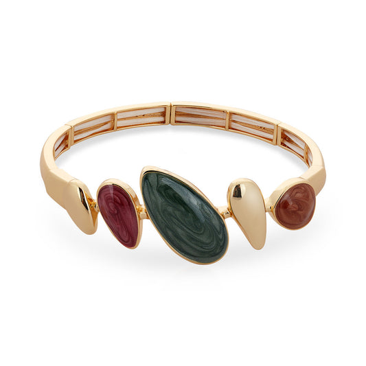 August Woods Gold Red and Green Teardrop Adjustable Bracelet