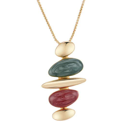 August Woods Gold Red and Green Organic Drop Necklace