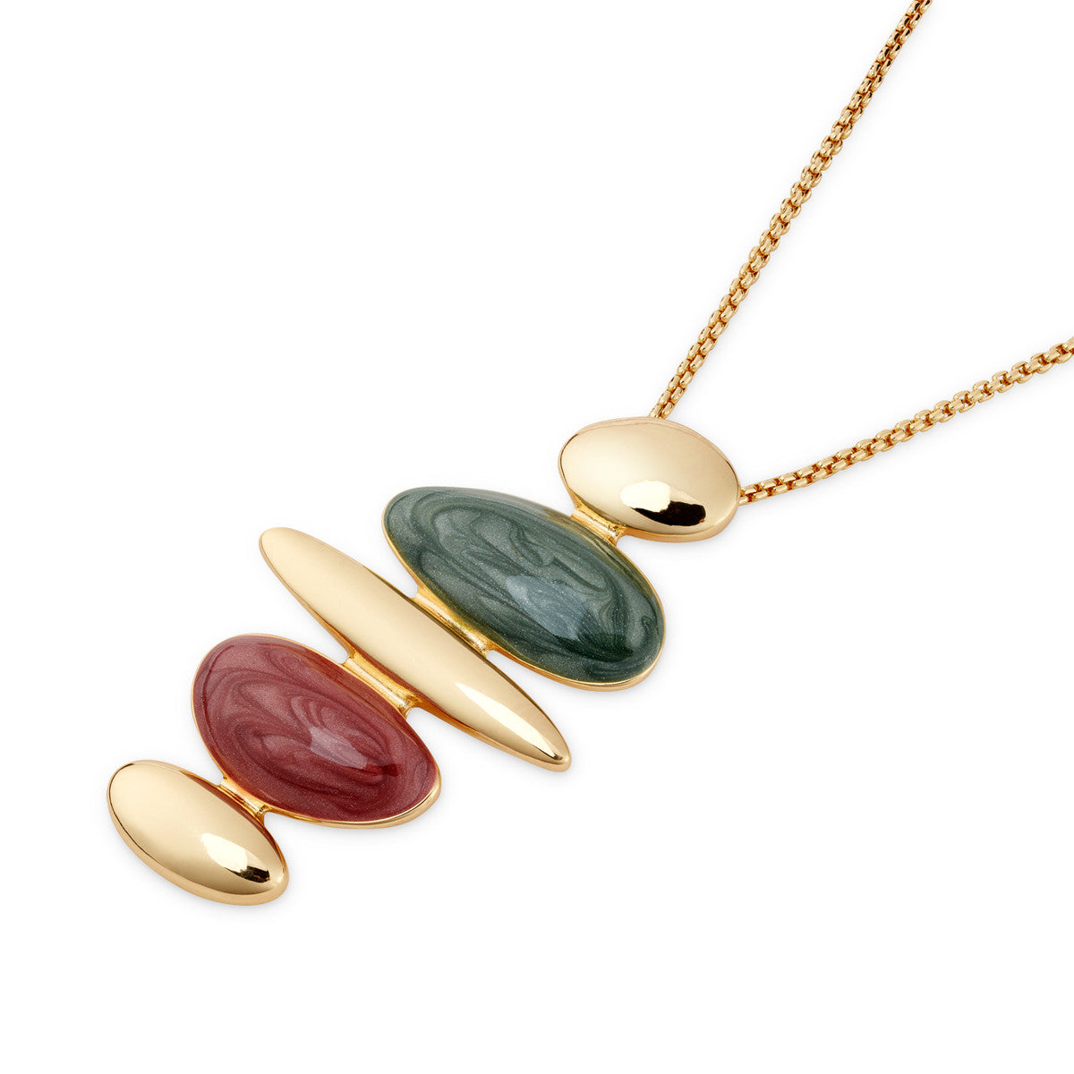 August Woods Gold Red and Green Organic Drop Necklace