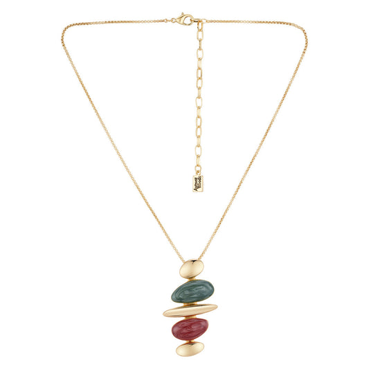 August Woods Gold Red and Green Organic Drop Necklace