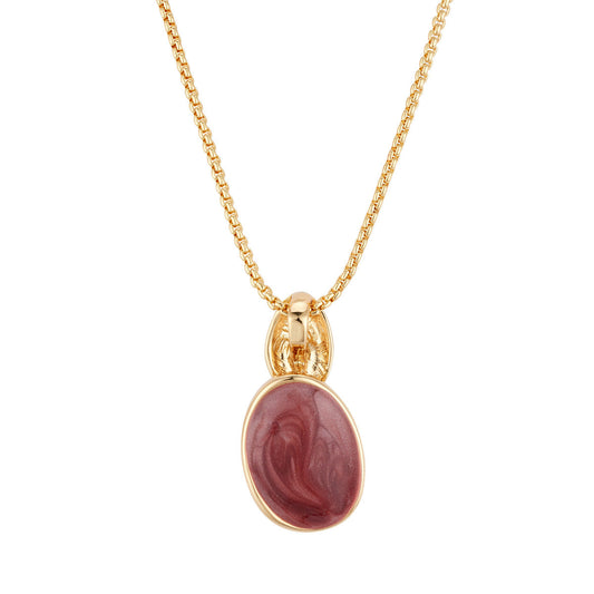 August Woods Gold Red Oval Pendant Necklace