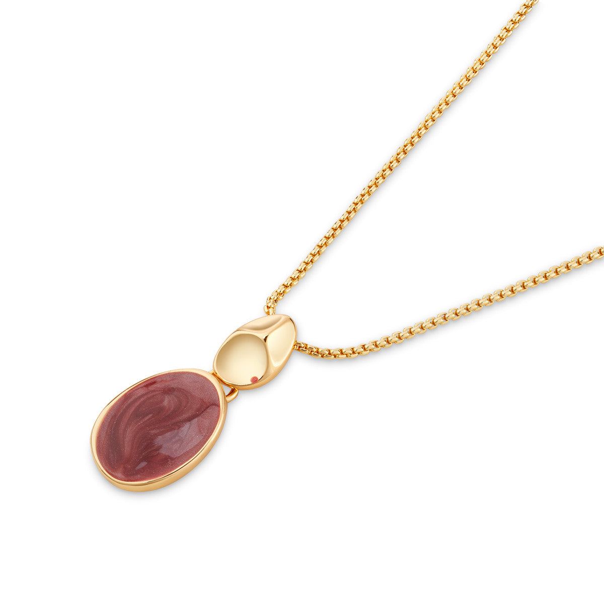 August Woods Gold Red Oval Pendant Necklace
