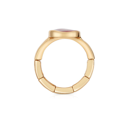 August Woods Gold Red Oval Drop Adjustable Ring