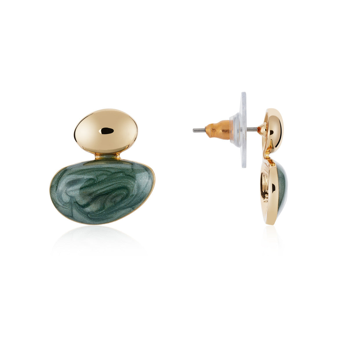 August Woods Gold Red and Green Organic Stud Earrings