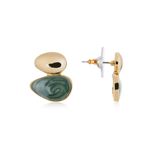 August Woods Gold Red and Green Teardrop Stud Earrings