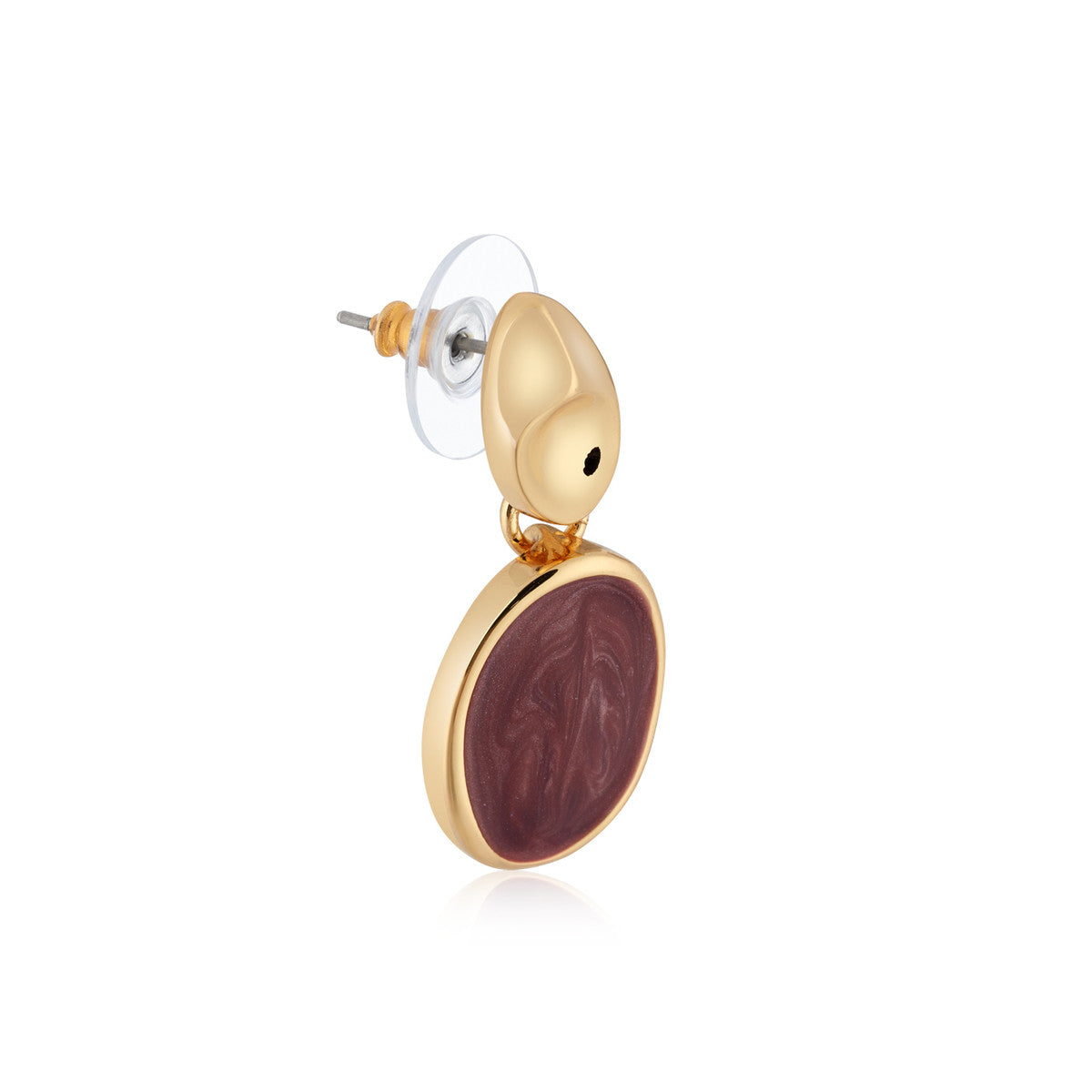 August Woods Gold Red Oval Drop Earrings