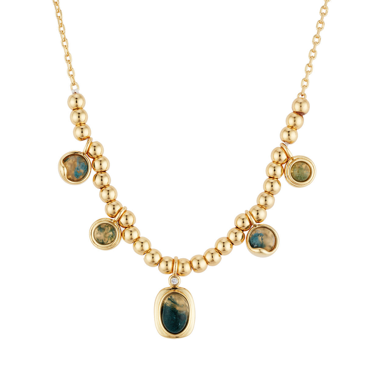 August Woods Gold Green Natural Bead Necklace