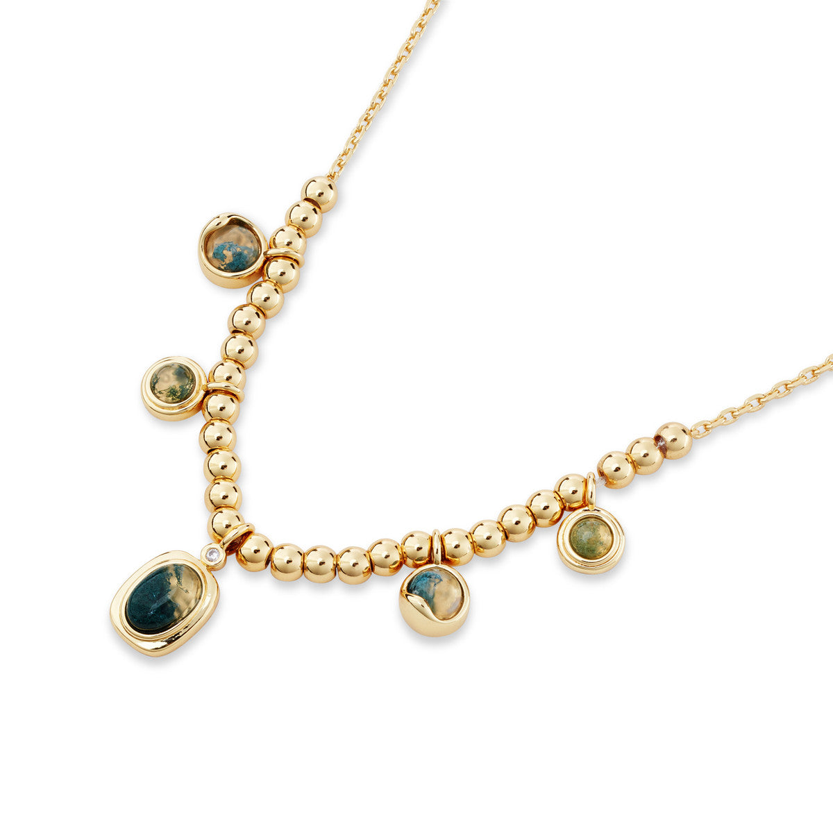 August Woods Gold Green Natural Bead Necklace