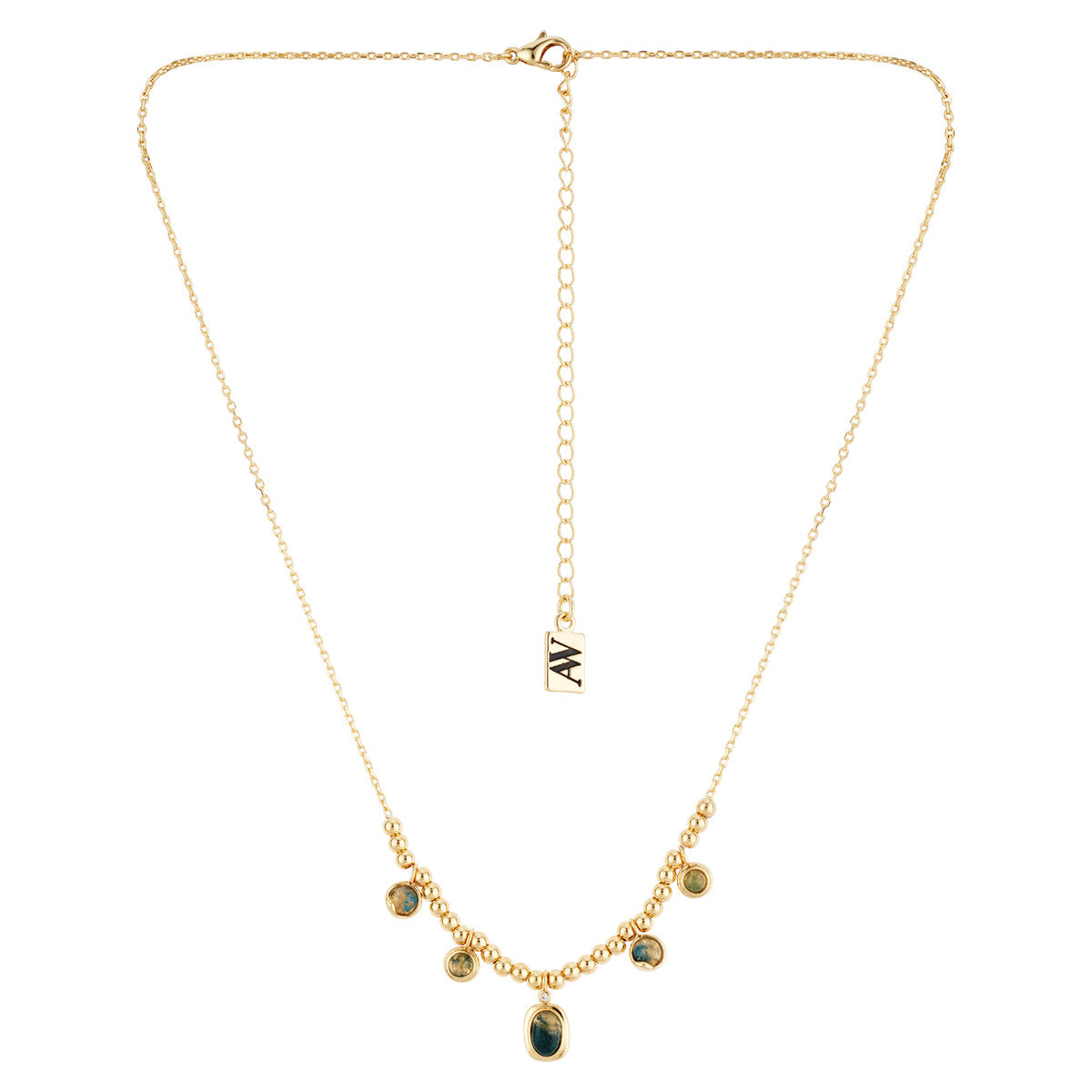 August Woods Gold Green Natural Bead Necklace
