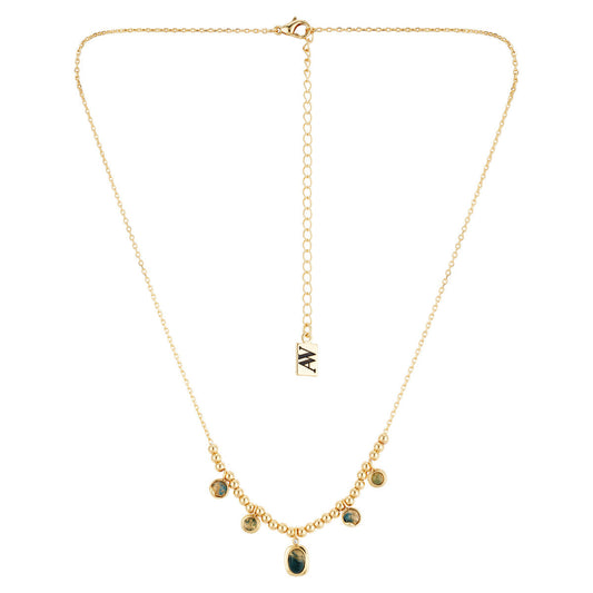 August Woods Gold Green Natural Bead Necklace