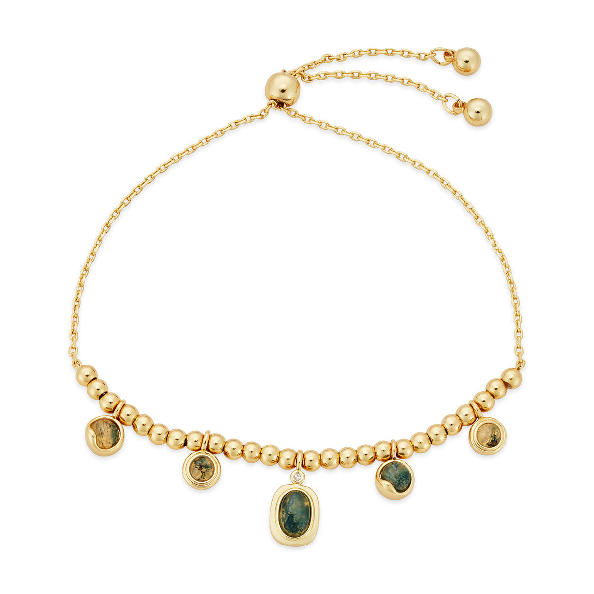 August Woods Gold Green Natural Bead Pull Bracelet
