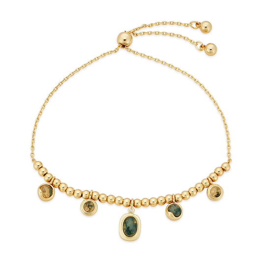 August Woods Gold Green Natural Bead Pull Bracelet
