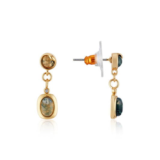 August Woods Gold Green Natural Drop Earrings