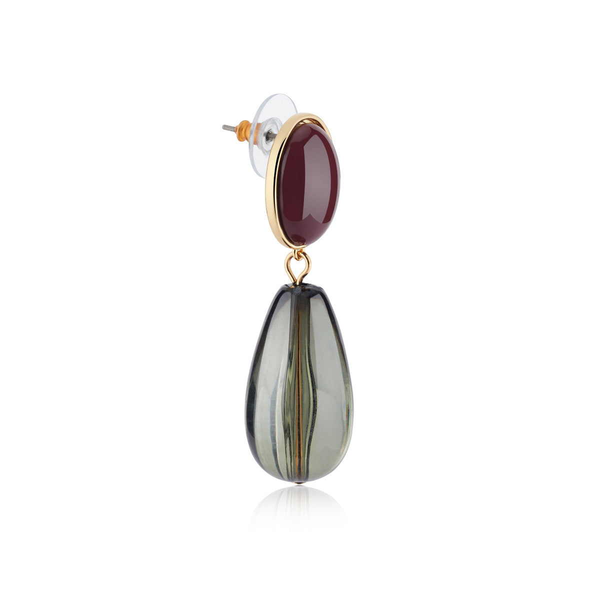 August Woods Gold Green Red Resin Drop Earrings