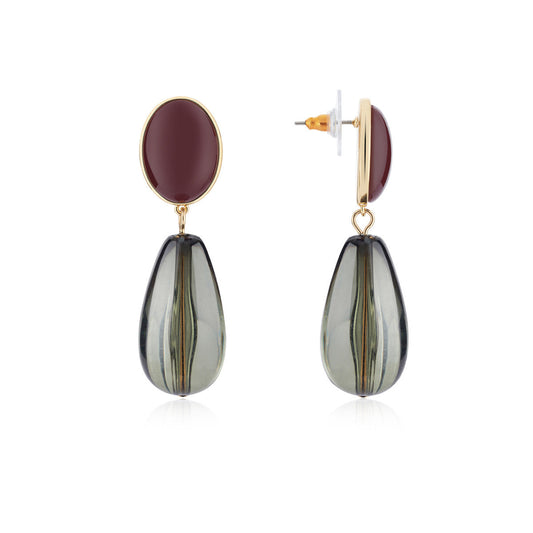 August Woods Gold Green Red Resin Drop Earrings