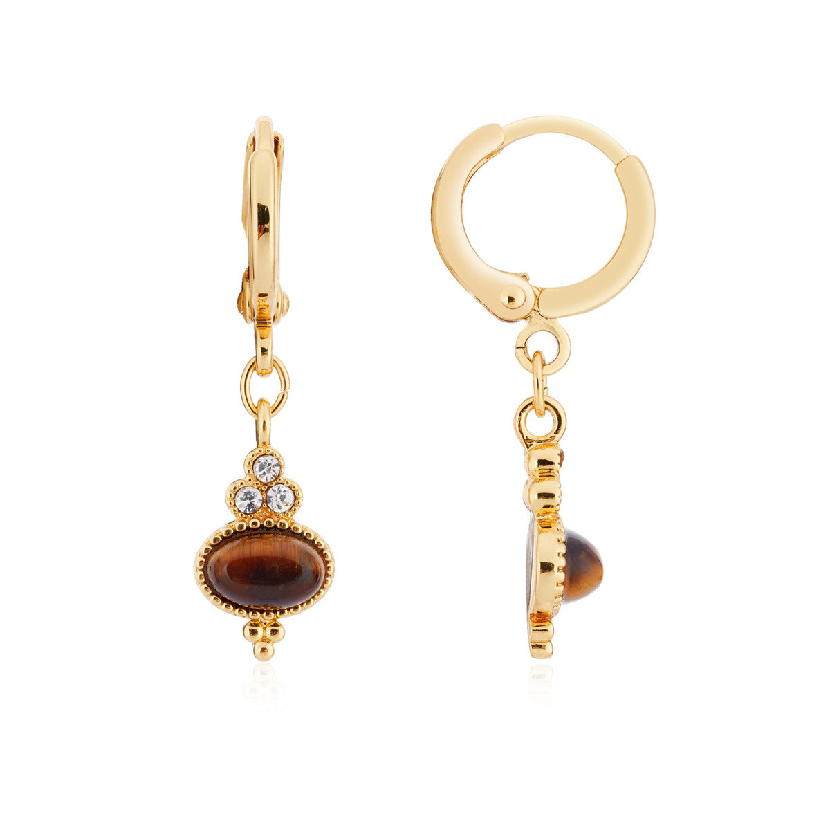 August Woods Gold Tiger's Eye Hoop Earrings