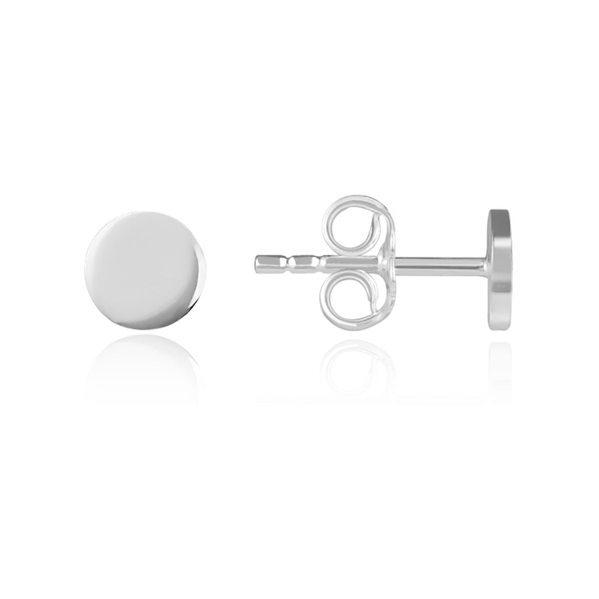 Argento Silver Plain Circle Stud Earrings