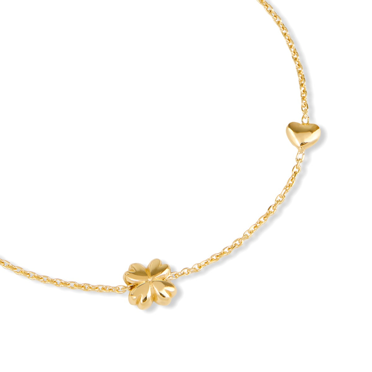 Argento Gold Mini Puff Clover Heart Bracelet