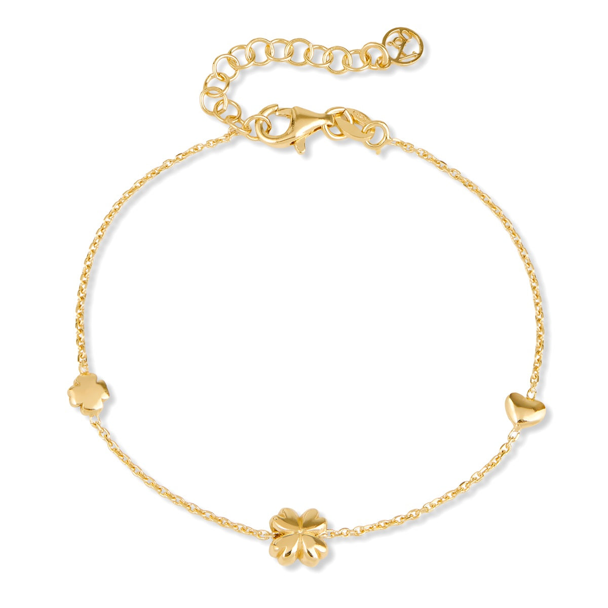 Argento Gold Mini Puff Clover Heart Bracelet