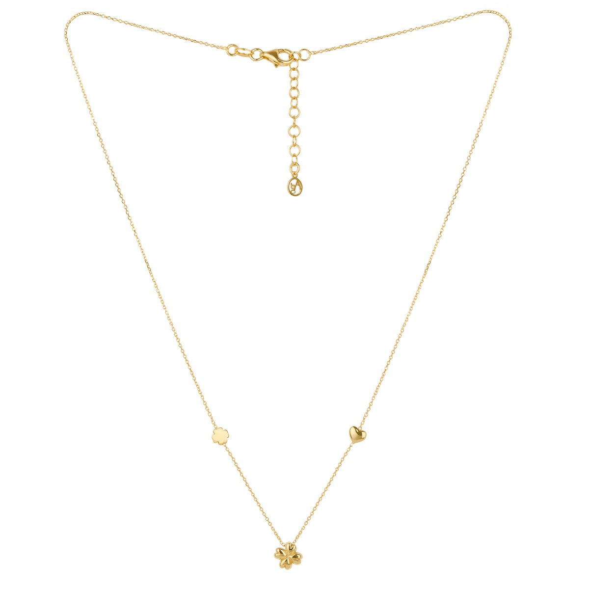 Argento Gold Mini Puff Clover Heart Necklace