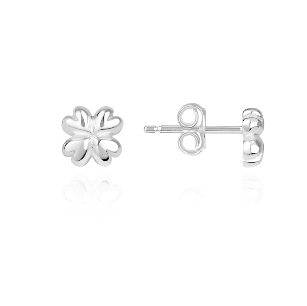 Argento Silver Kids Mini Puffy Clover Stud Earrings
