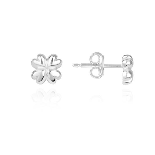 Argento Silver Kids Mini Puffy Clover Stud Earrings
