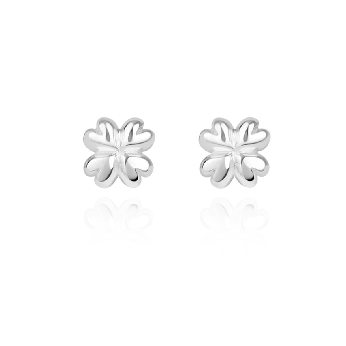 Argento Silver Kids Mini Puffy Clover Stud Earrings