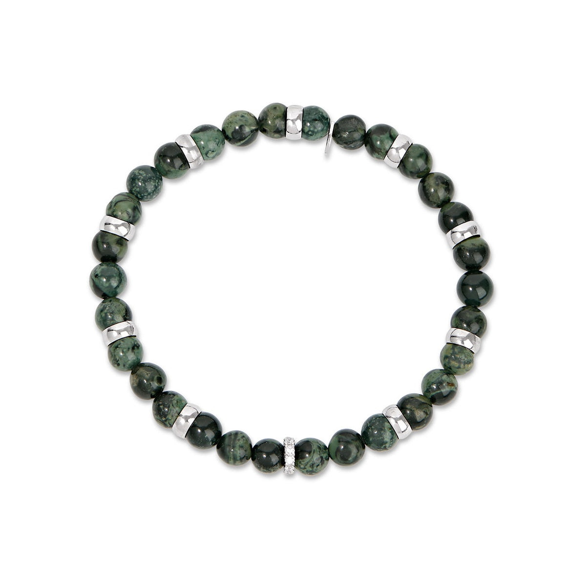 Argento Silver Men's Green Semi Precious Bracelet