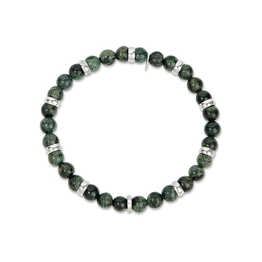 Argento Silver Men's Green Semi Precious Bracelet