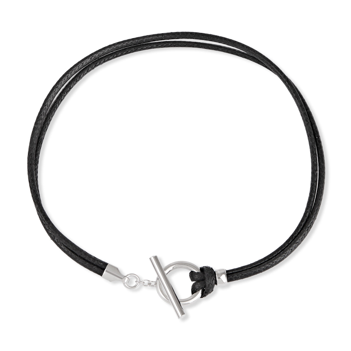 Argento Silver Men's T-Bar Cord Bracelet