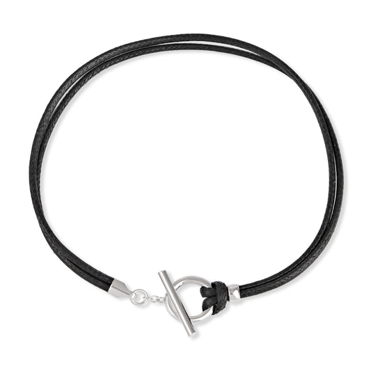 Argento Silver Men's T-Bar Cord Bracelet