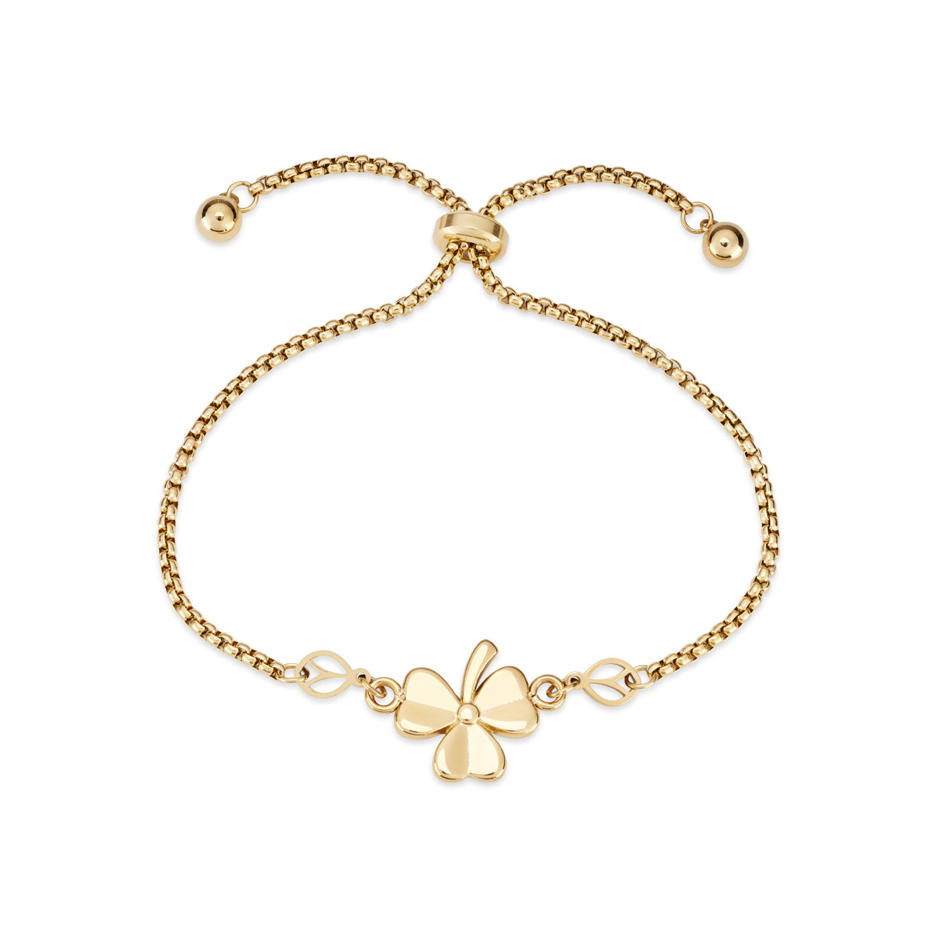 Over & Over Gold Stainless Steel 14k Sharmrock Pull Bracelet