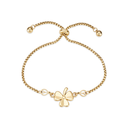 Over & Over Gold Stainless Steel 14k Sharmrock Pull Bracelet