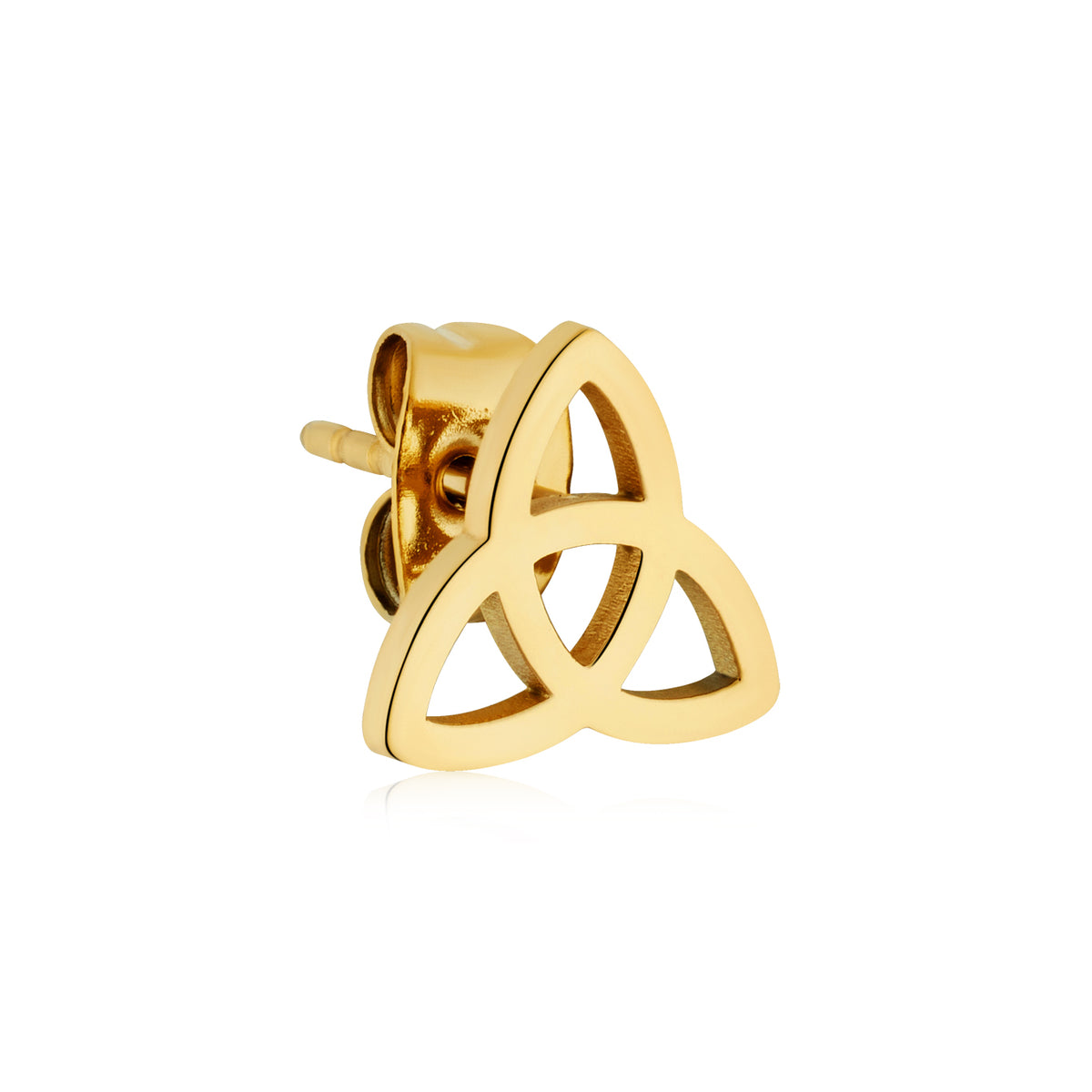 Over & Over Gold Stainless Steel 14k Trinity Knot Stud